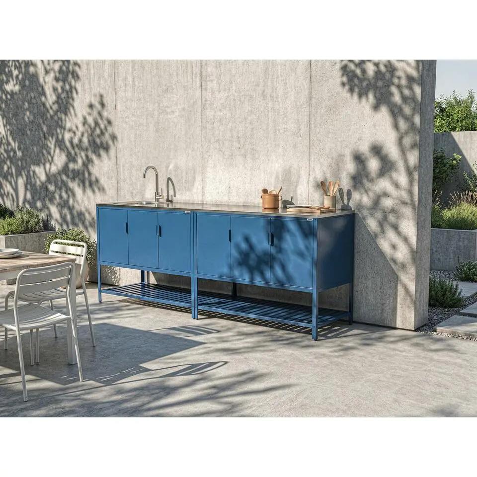 MAENZA - Tuin keunkenset met spoelbak - Blauw - Staal