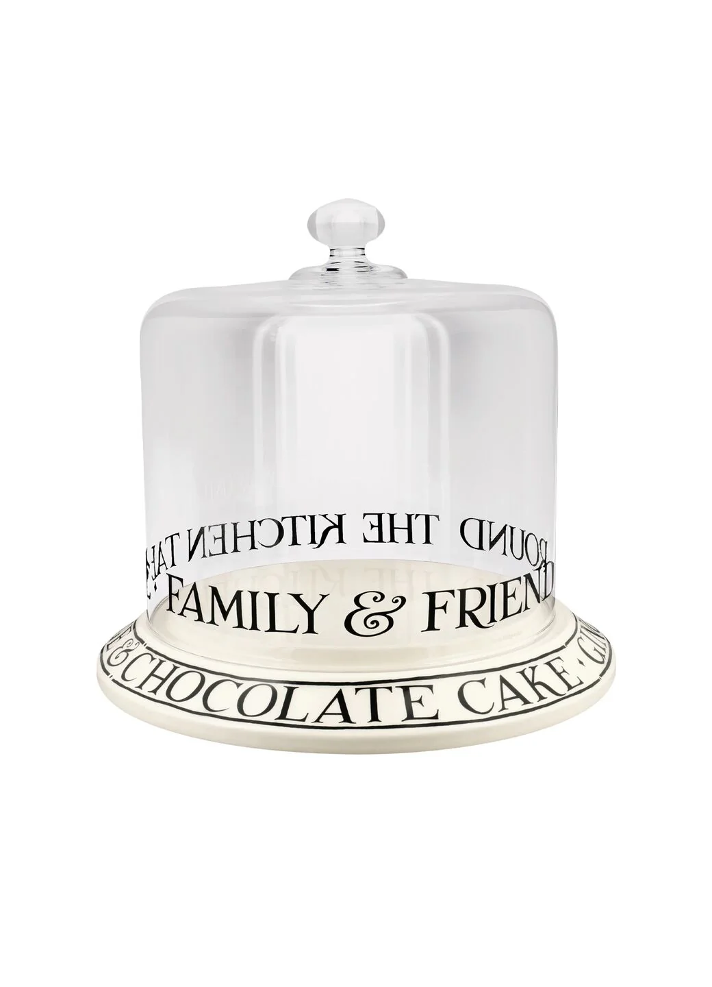 Black Toast Crystal Glass Cake Dome With Pottery Stand