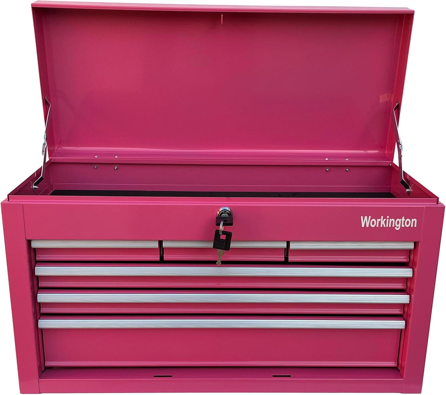 Workington Portable Metal Tool Chest with 6 Drawers, 24 6-Drawer Tool Chest Cabinet with Ball Bearing Drawer Slides, Steel Tool Storage Box Organizer 4005 Pink