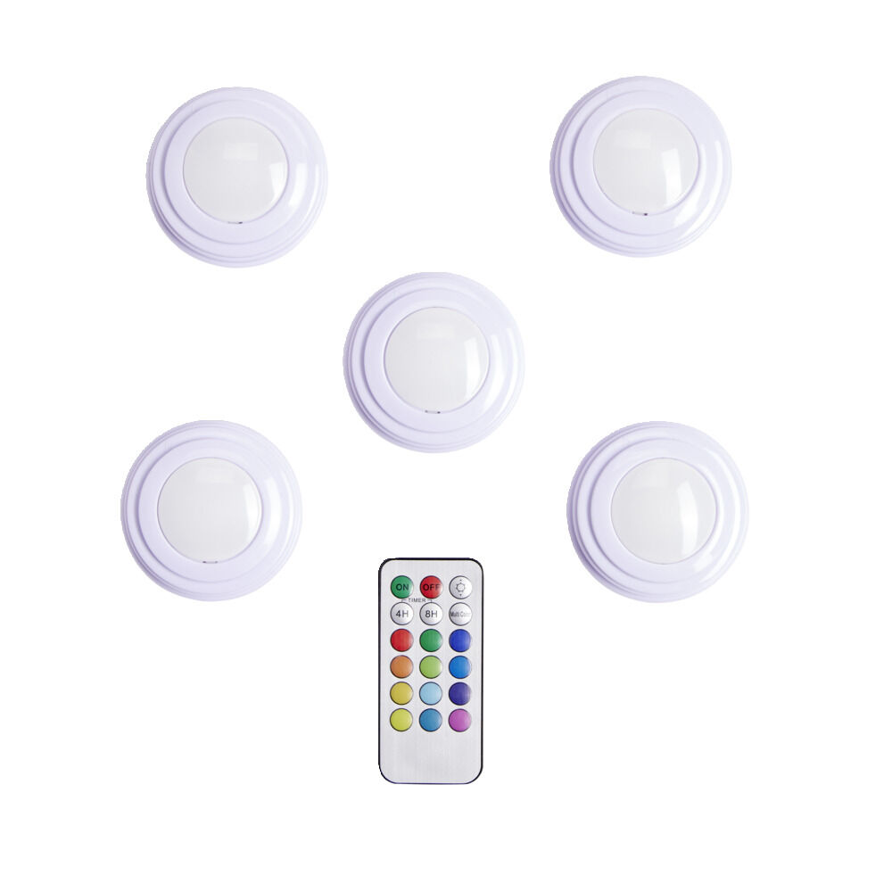 Spot LED x5 RGB avec télécommande Ø6,8cm