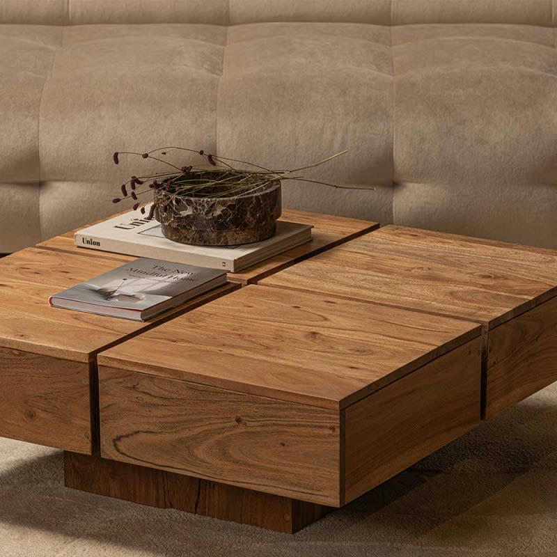 LYRA - Table basse carrée en bois  L 80