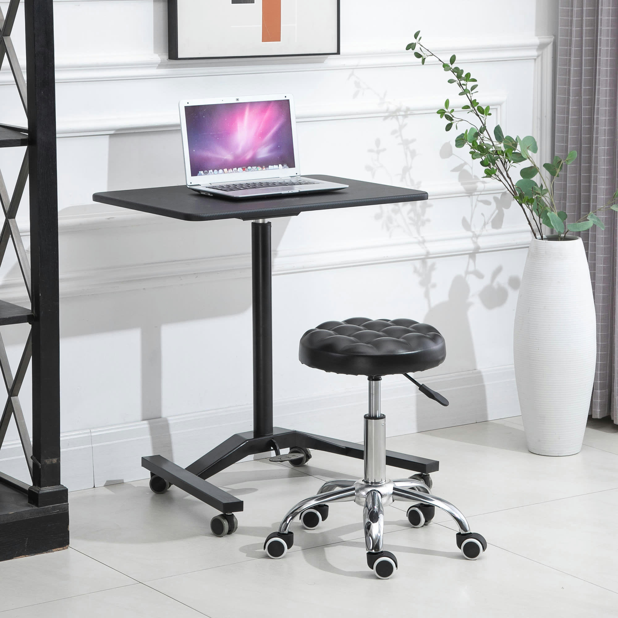- Tabouret massage réglable pivotant assise synthétique capitonnée noir