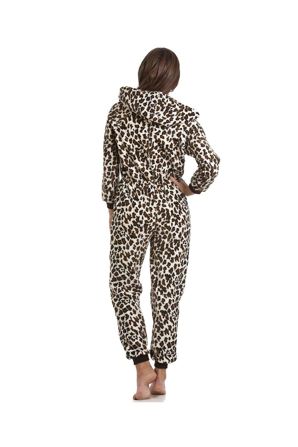 Camille Supersoft Luxury Snow Leopard Print Hooded Onesie