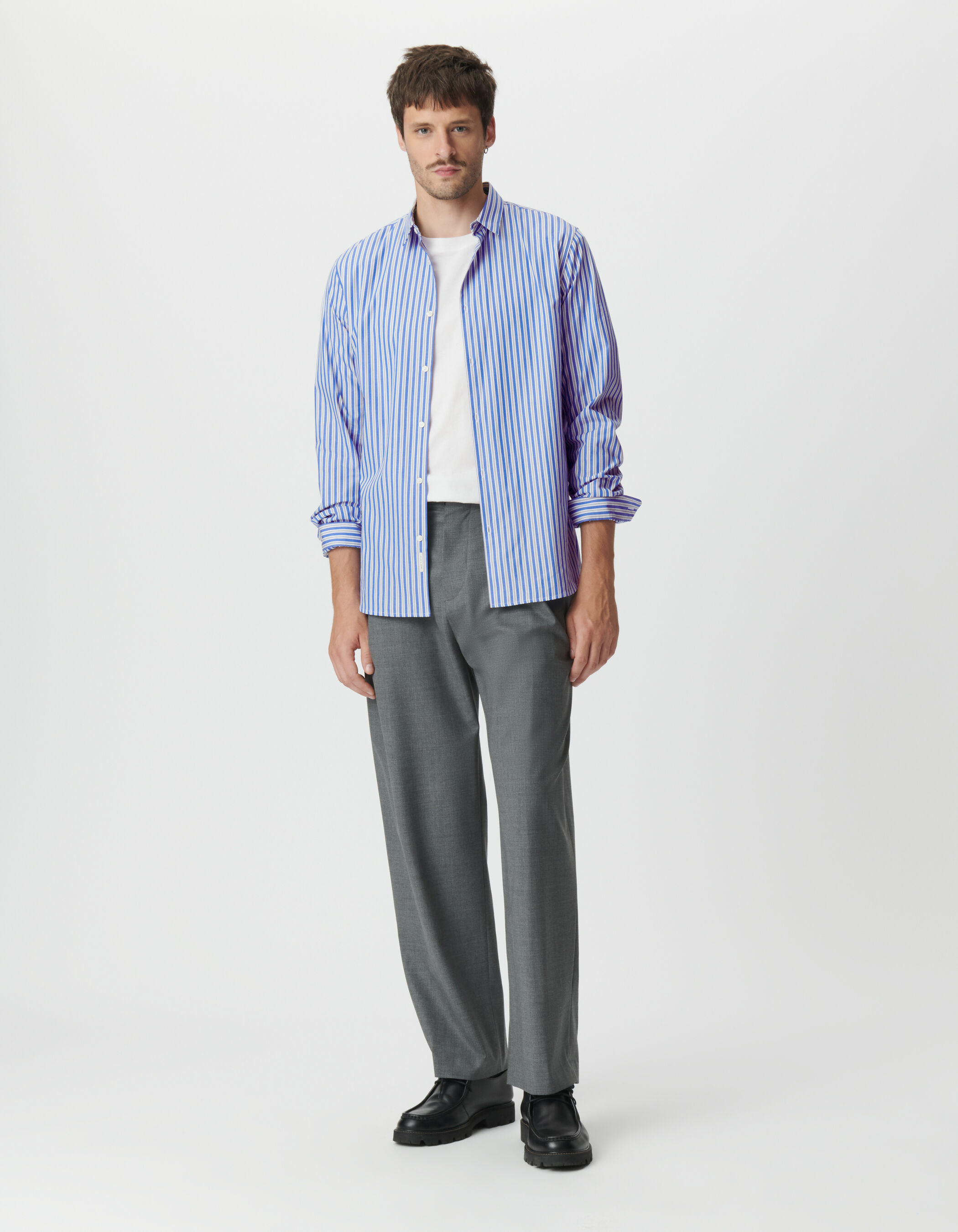 Chemise slim bleue motif rayures Homme
