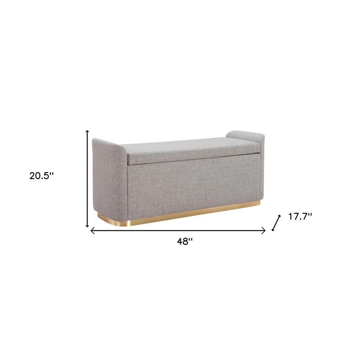 HomeRoots 48 Gray and Gold Linen Upholstered Storage Bench with Flip Top - 48' X '20.5' X '17.7