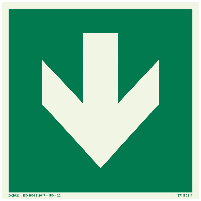 Pictogramme adhésif photoluminescent flèche direction vert 15 x 15 cm PICKUP