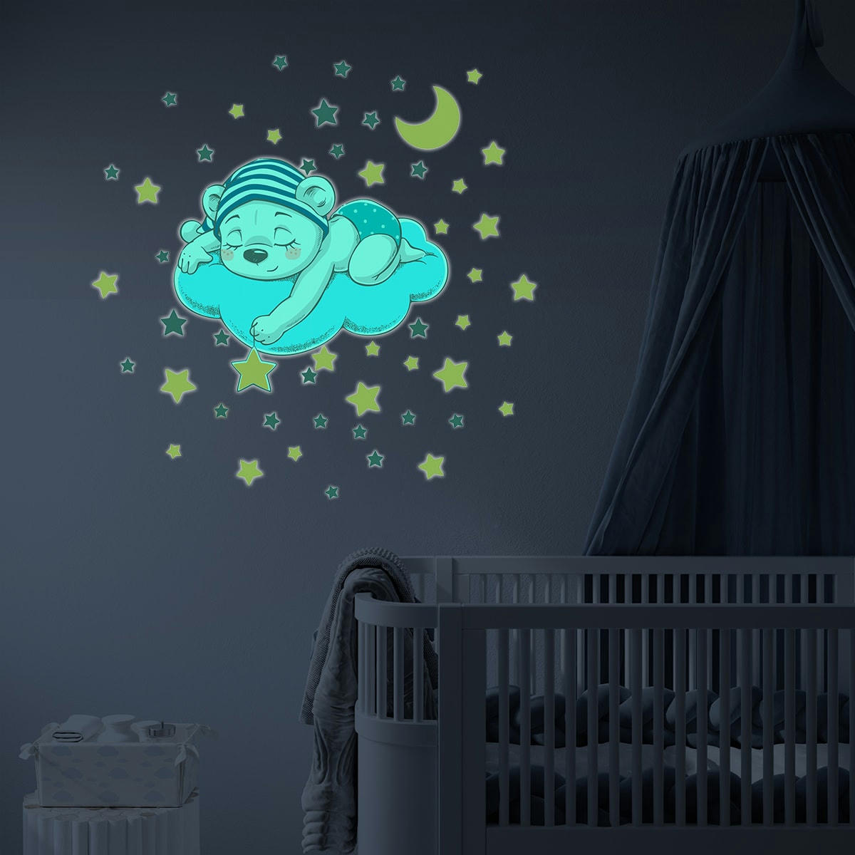 - Stickers mural phosphorescents lumineux ourson 120x140cm