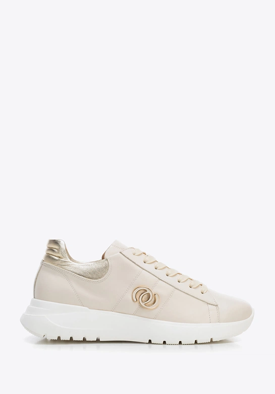 Damskie sneakersy z naturalnej skóry beżowe