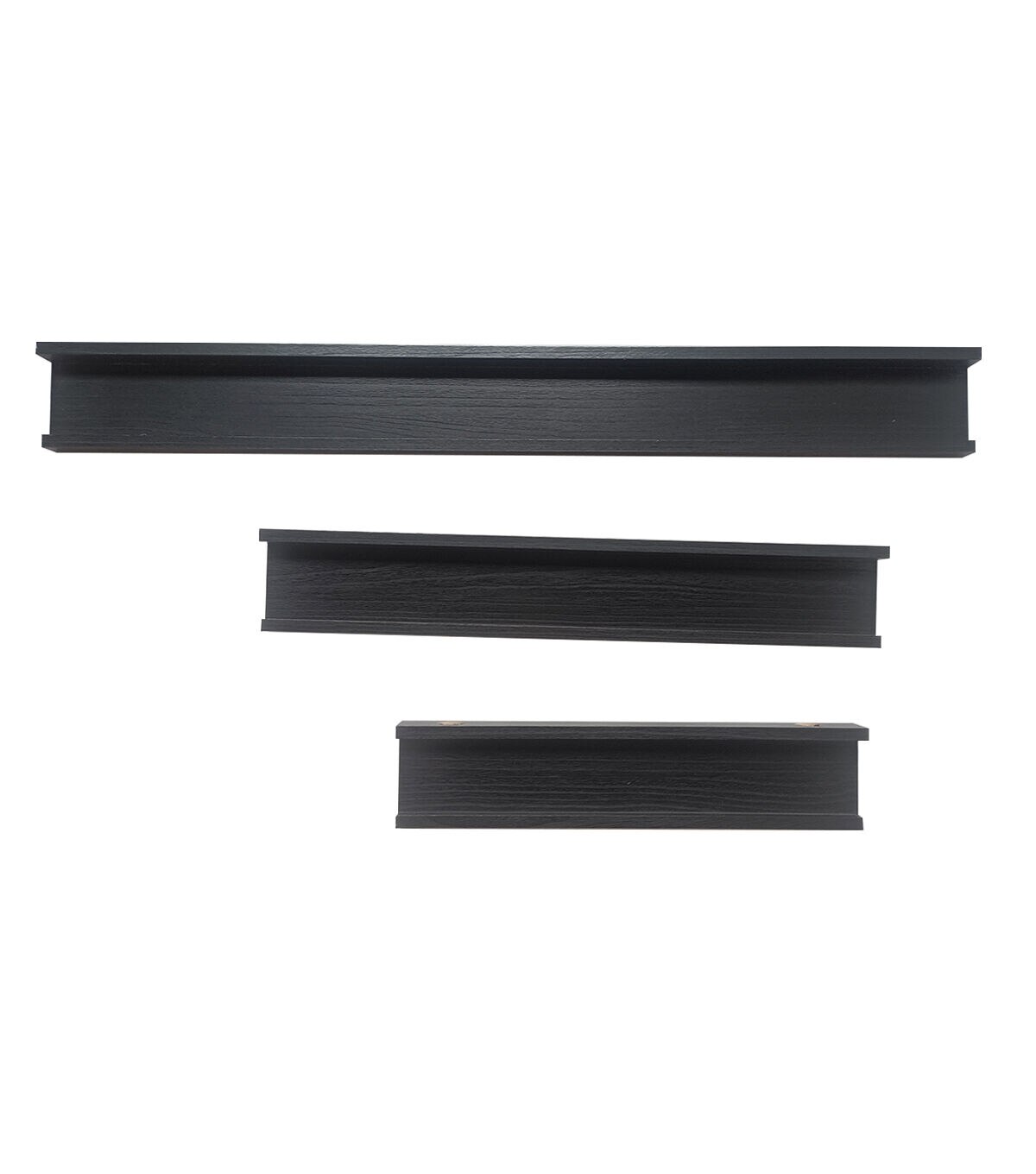 3pc Black Ledge Picture Frame Shelf Set by Place & Time