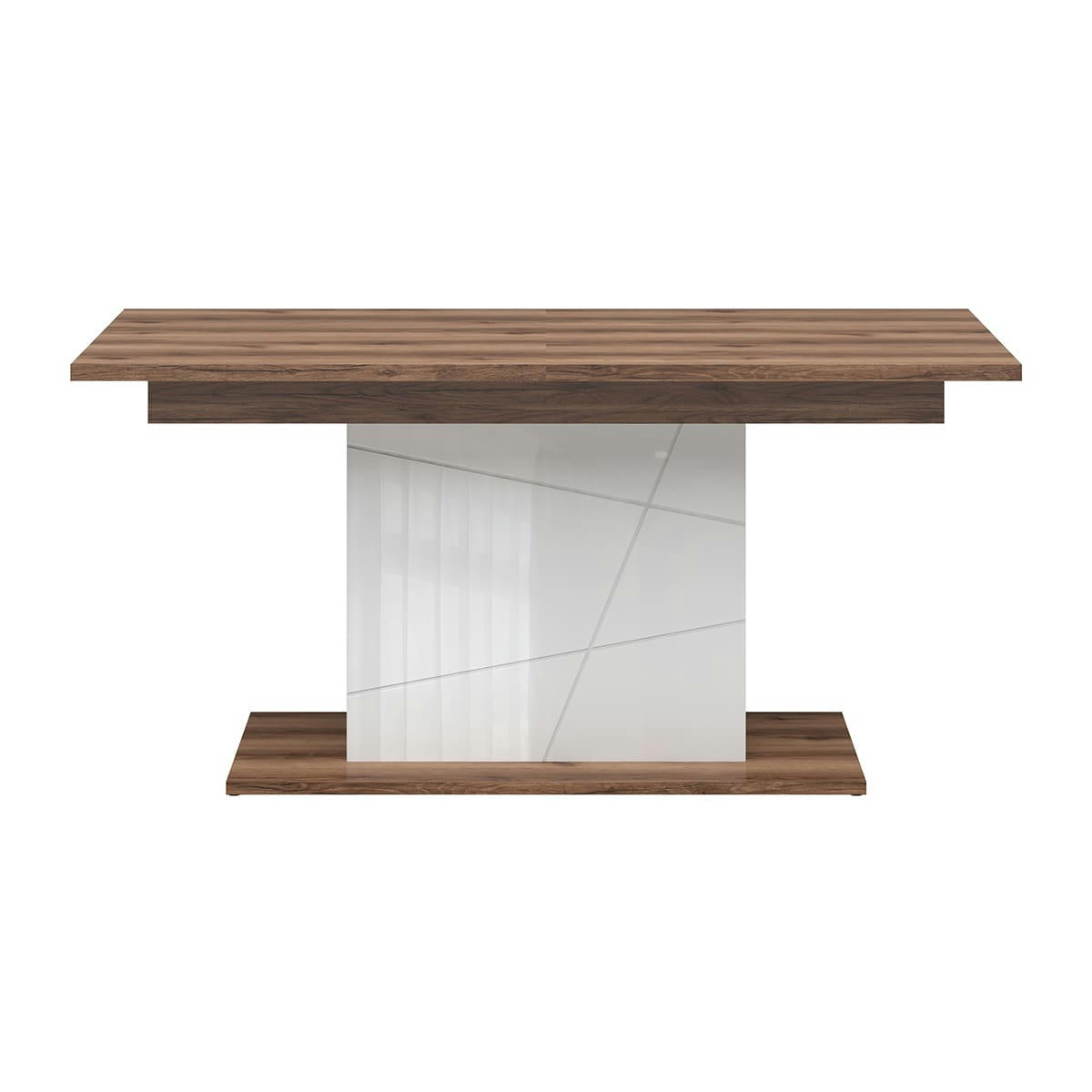 - Table à manger extensible 4 à 6 places blanc et naturel