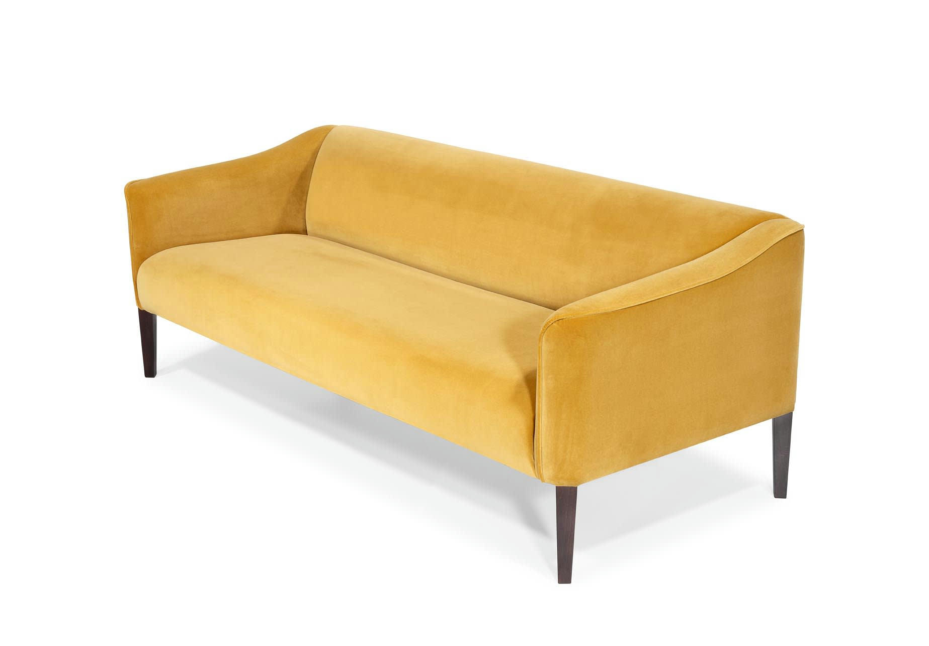 SPIN C - Canapé 2 places en noyer et velours jaune