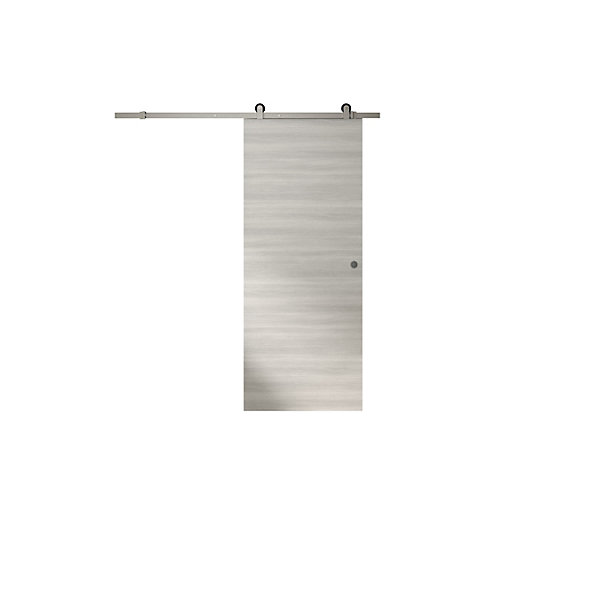 Kit Rail Desin Bilbao 2, porte coulissante avec rail acier apparent H.204 x l.83 x ép.3,6 cm