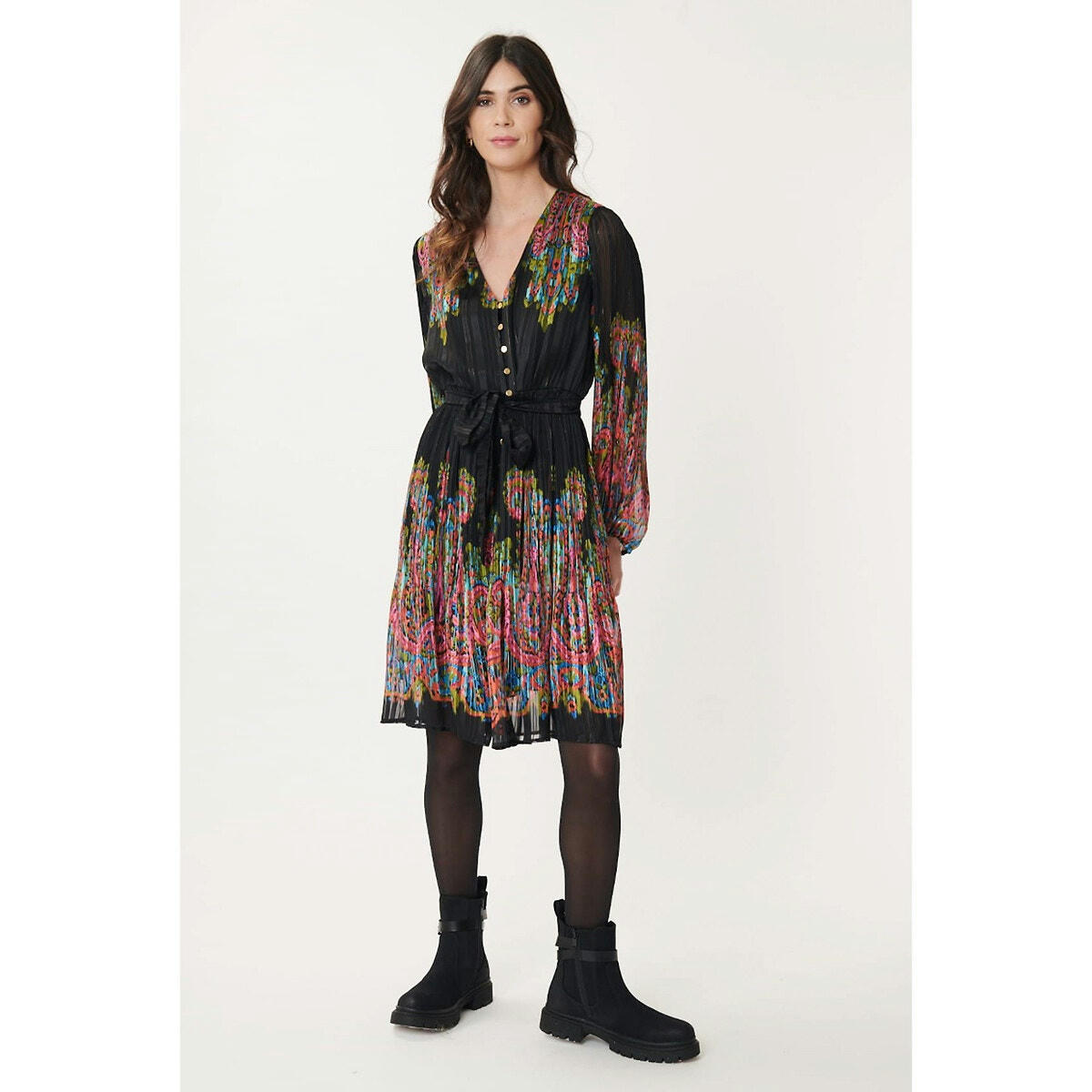 Robe Albertine jupe et manches plissées