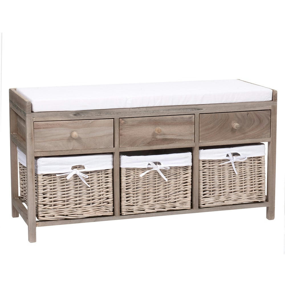 Eloise - Banc de rangement en platane et coton