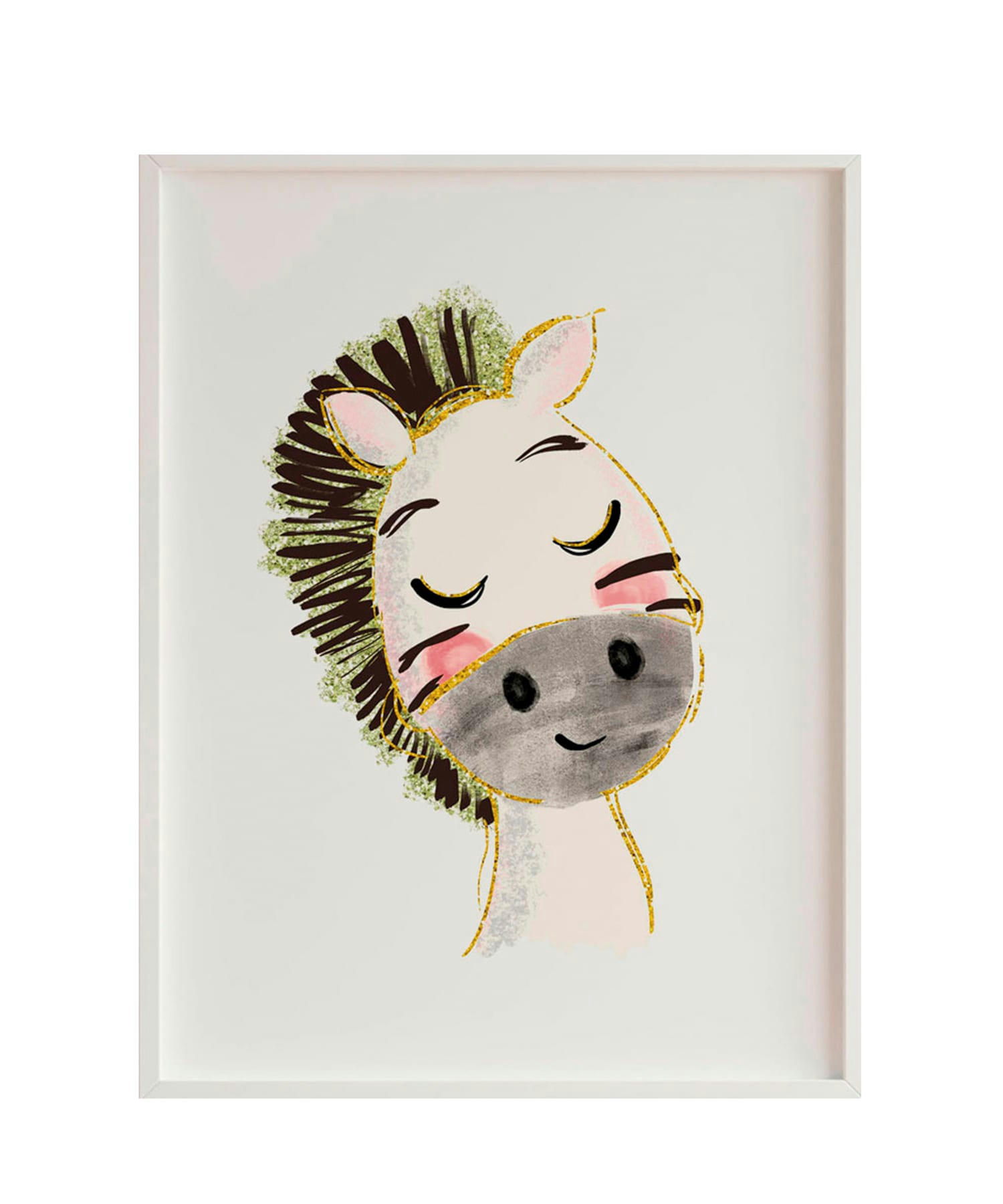 DECOWALL - Impression de zèbre encadrée en bois blanc 43X33 cm