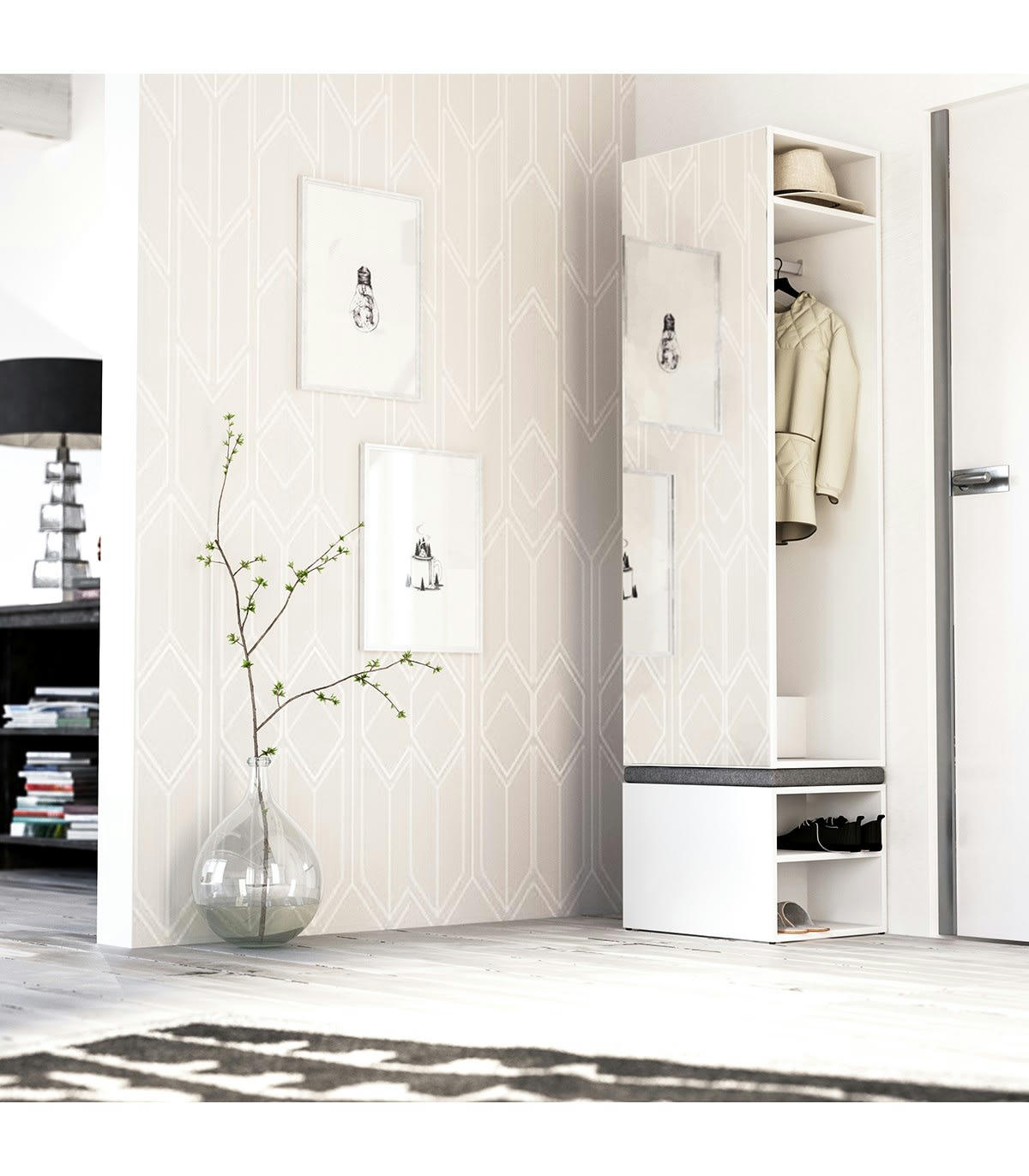 CLEVER - Vestiaire d'Entrée Multifonctions L50 x H150 cm