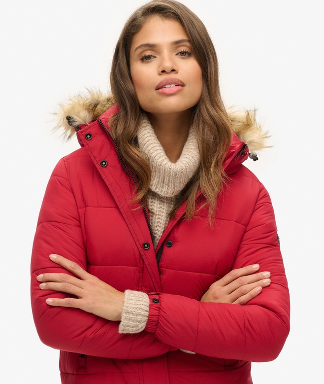 Faux Fur Hooded Longline Puffer Coat