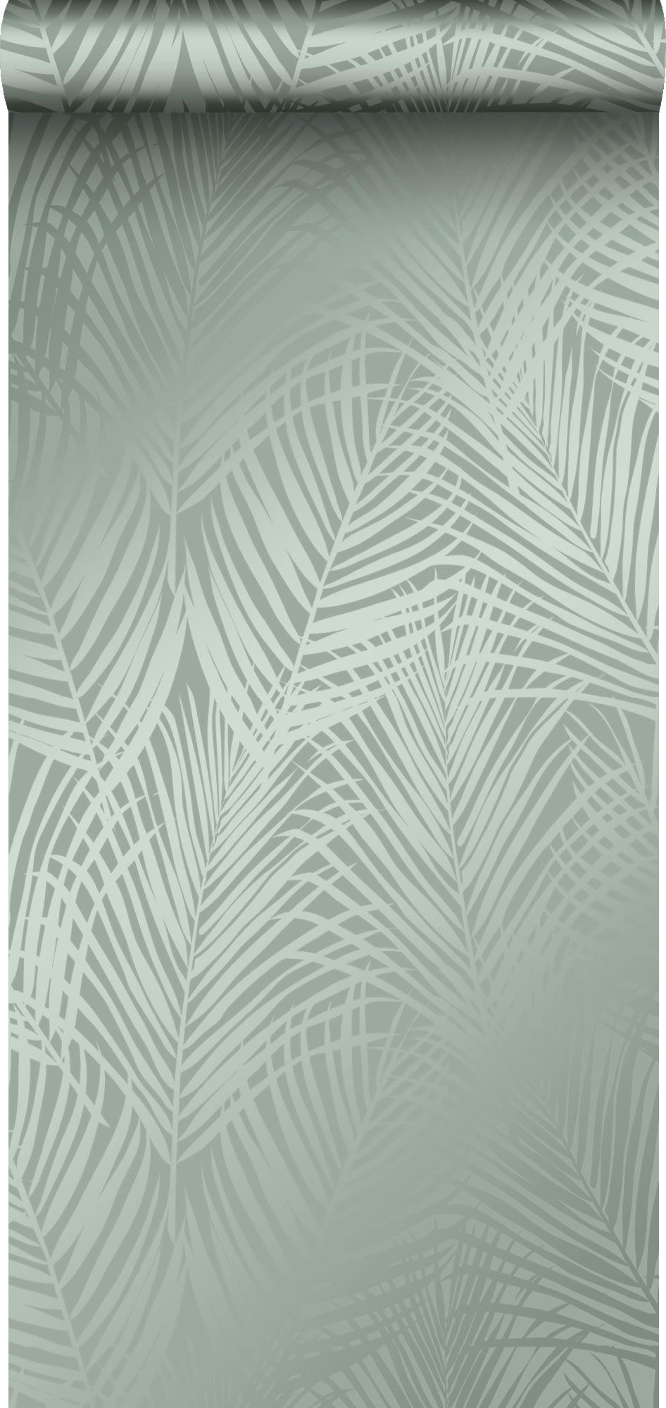 CITY CHIC - papier peint feuilles de palmier vert grisé 0,53 x 10,05 m