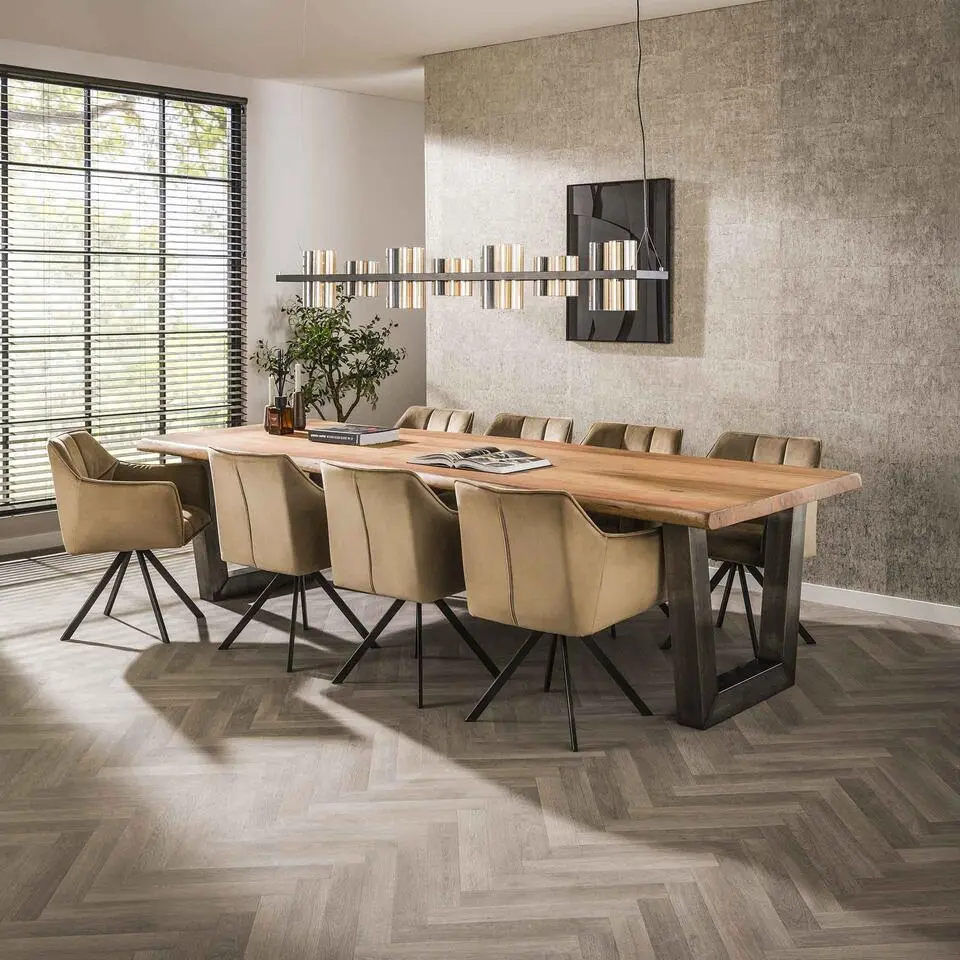 Hoyz - Eetkamertafel - Stam - Zwart RVS Onderstel - 300x100x77