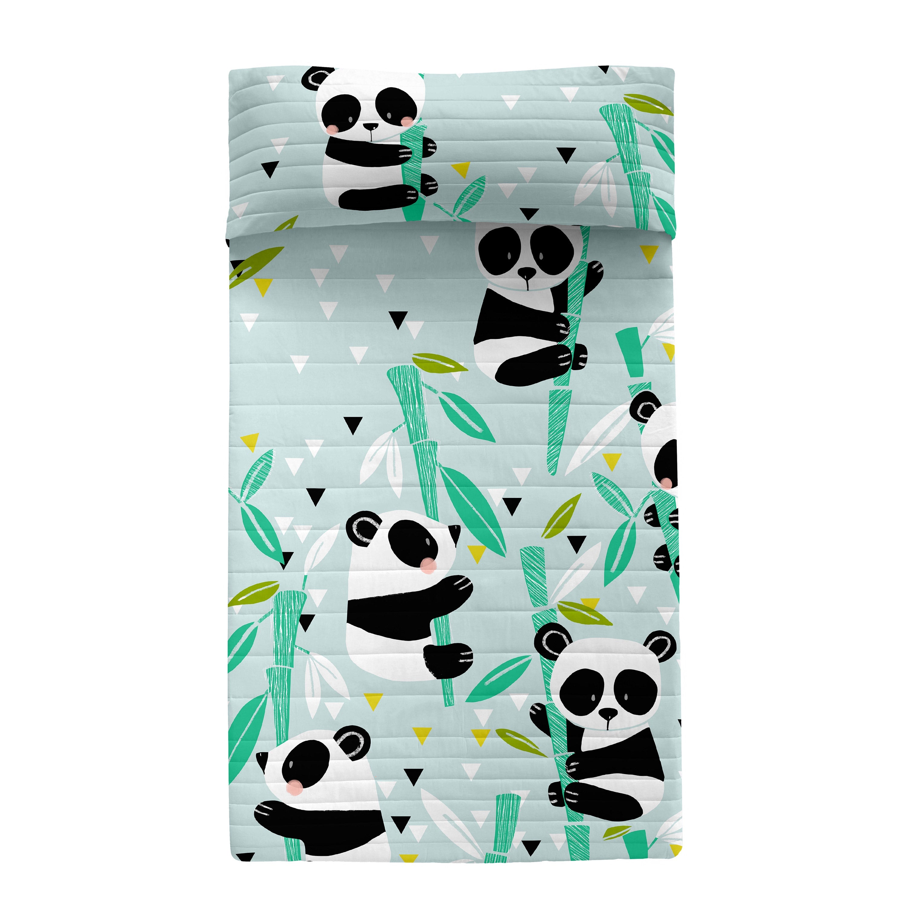 Panda garden blauw Sprei Moshi Moshi, Blauw, 100% Katoen (buitenkant)