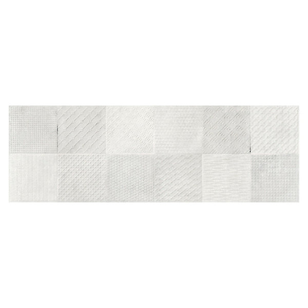 Carrelage mural intérieur effet béton blanc décor carrés texturés L.90 x l.30 cm x ép.8 mm, Pavlos