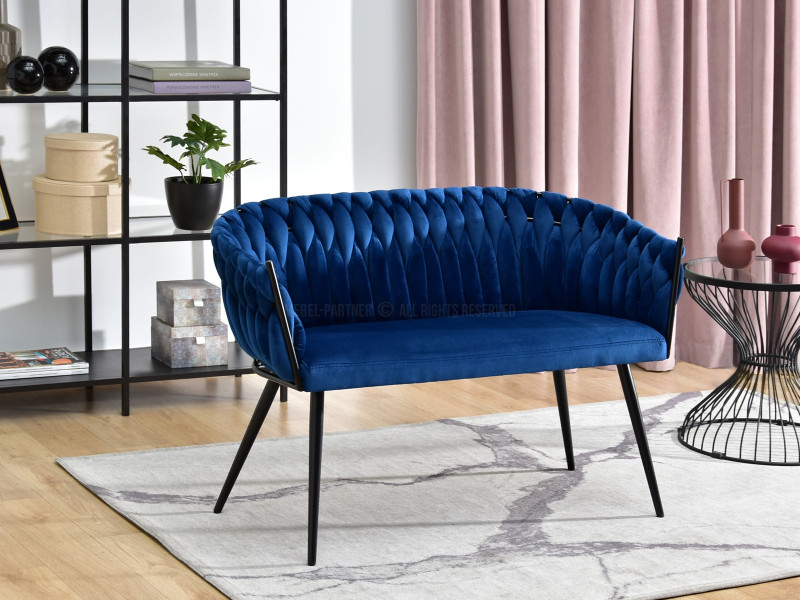 Sofa Rosa Granatowy Welur, Podstawa Czarny
