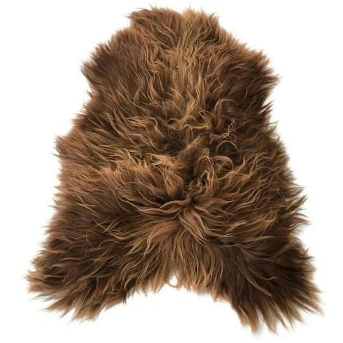 - Tapis en peau de mouton marron méchée