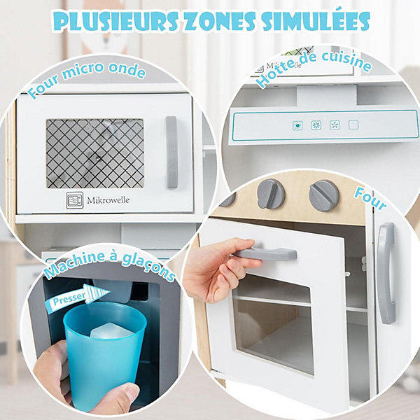 Cuisine Enfants avec Sonore avec étagères Porte épices et Porte Plats Horloge Dinette Enfatn Imitation