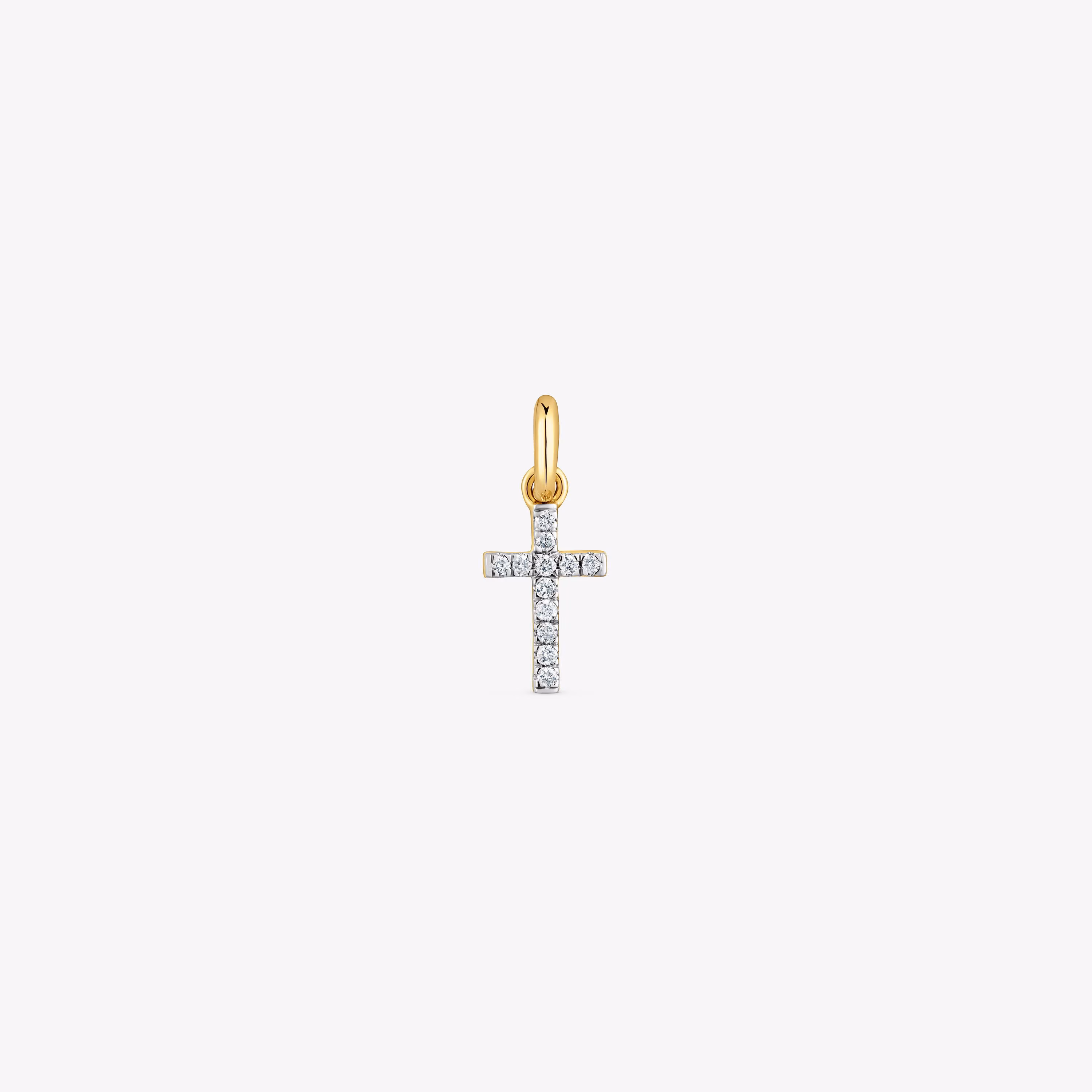 Colgante cruz pequeño de oro y diamantes Basics