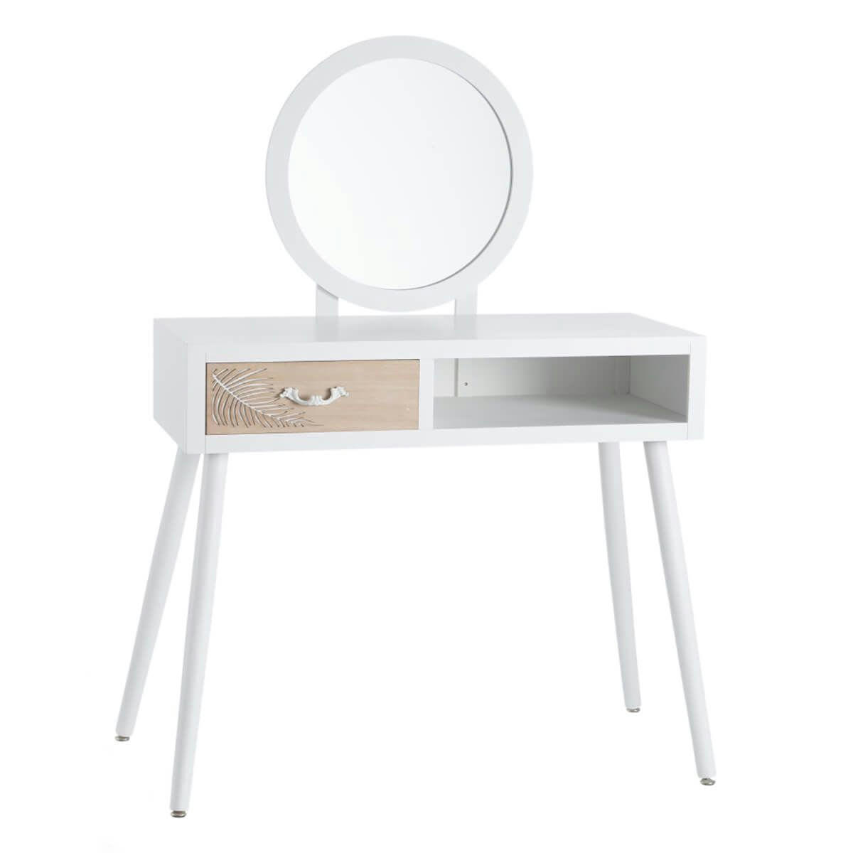 DELLA - Coiffeuse  1 tiroir avec miroir bois massif