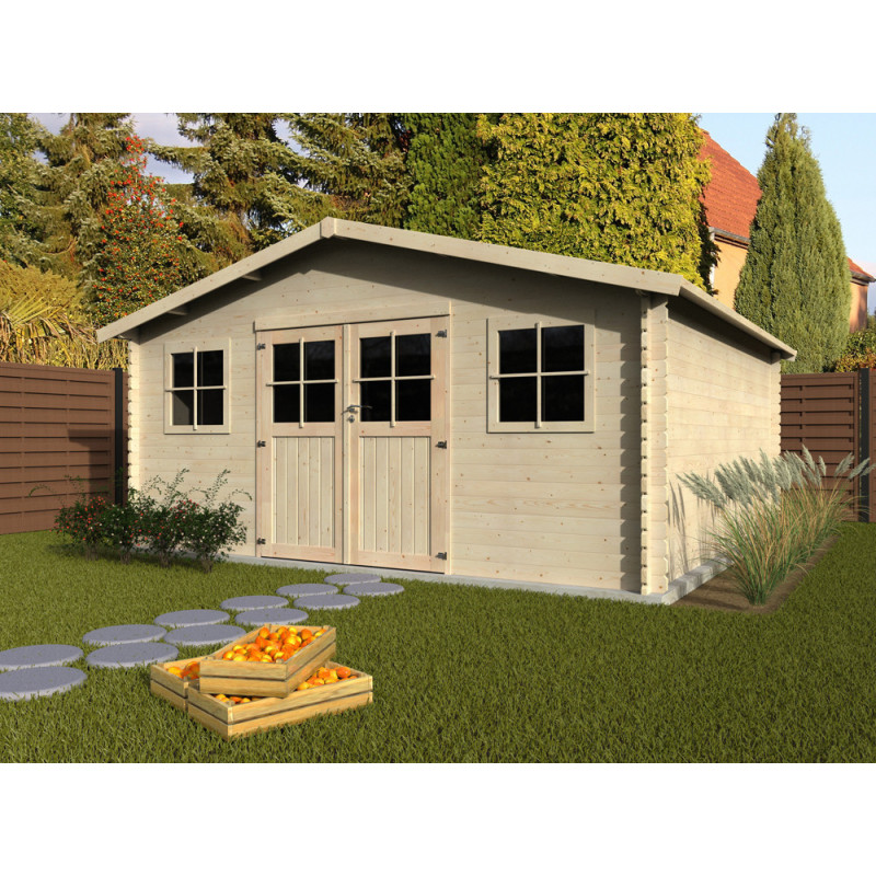 Abri de jardin en bois Avelin 34 mm 5,09 x 4,95 m DÉCOR ET JARDIN
