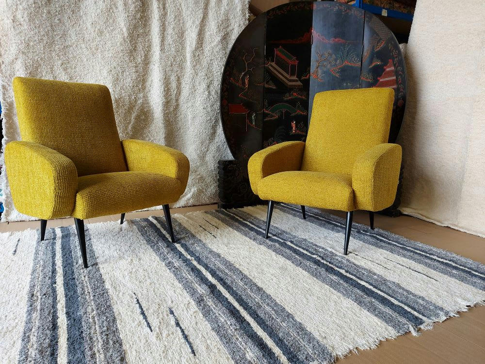 SENCILLO - Tapis en coton océan gris 170x240cm