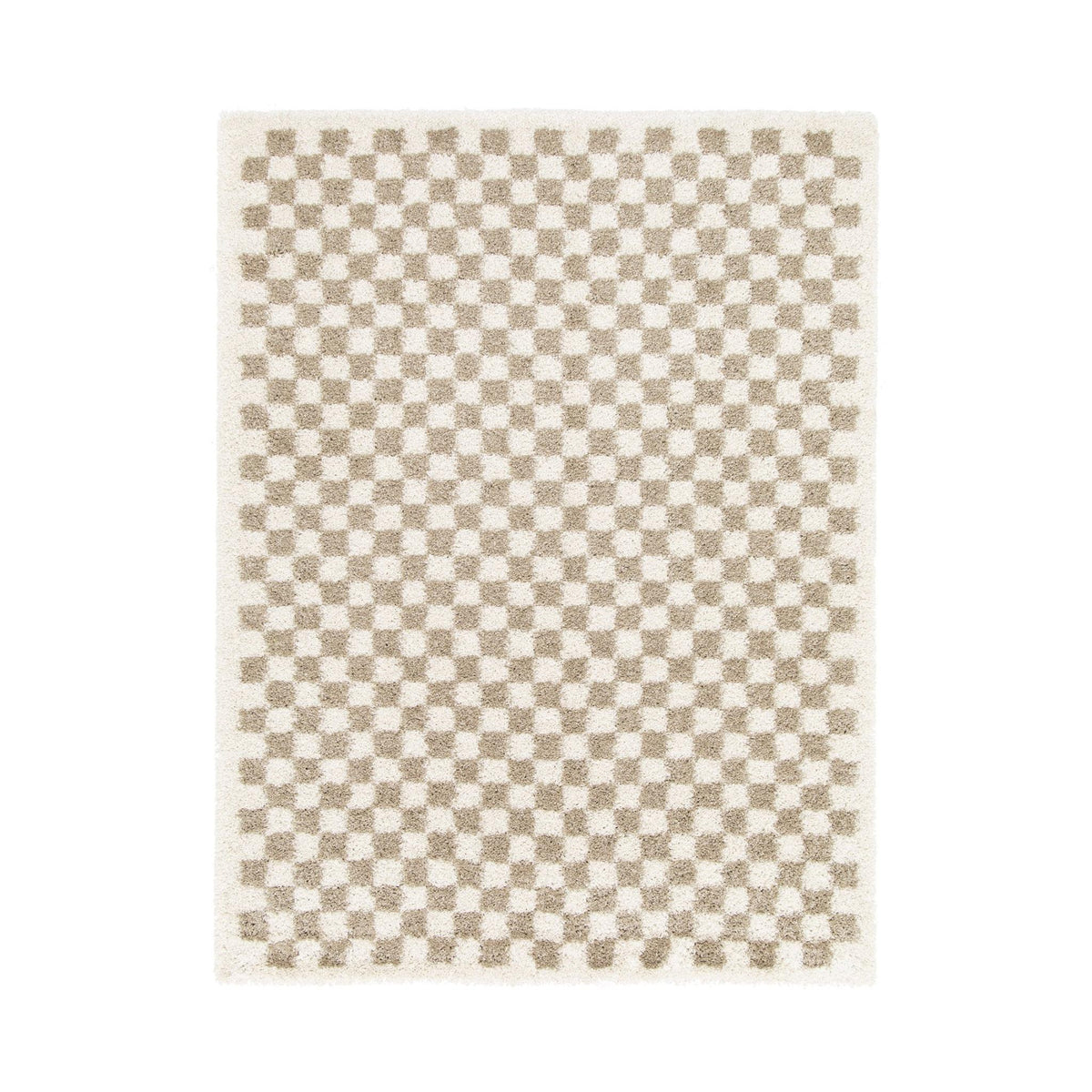 AFK Living vloerkleed Checkers - shaggy - beige - 80 x 150 cm