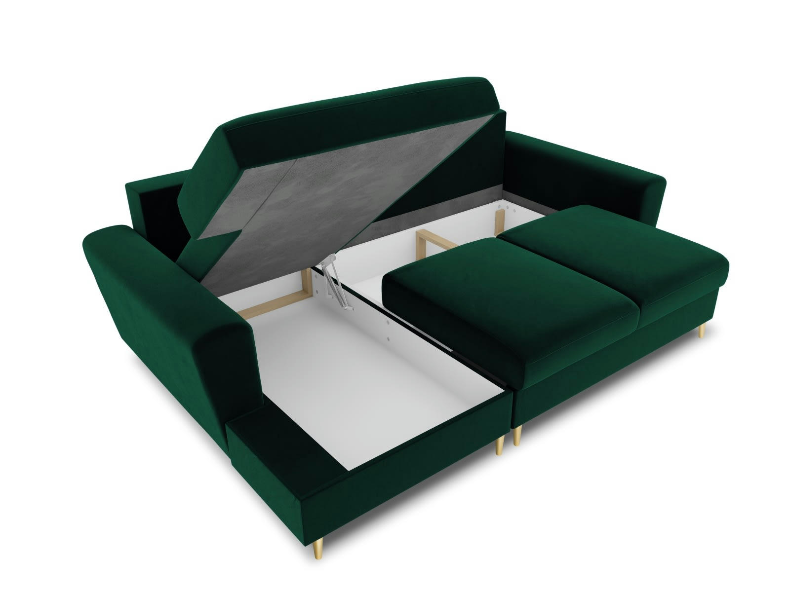 MOGHAN - Canapé d'angle gauche 4 places velours vert bouteille