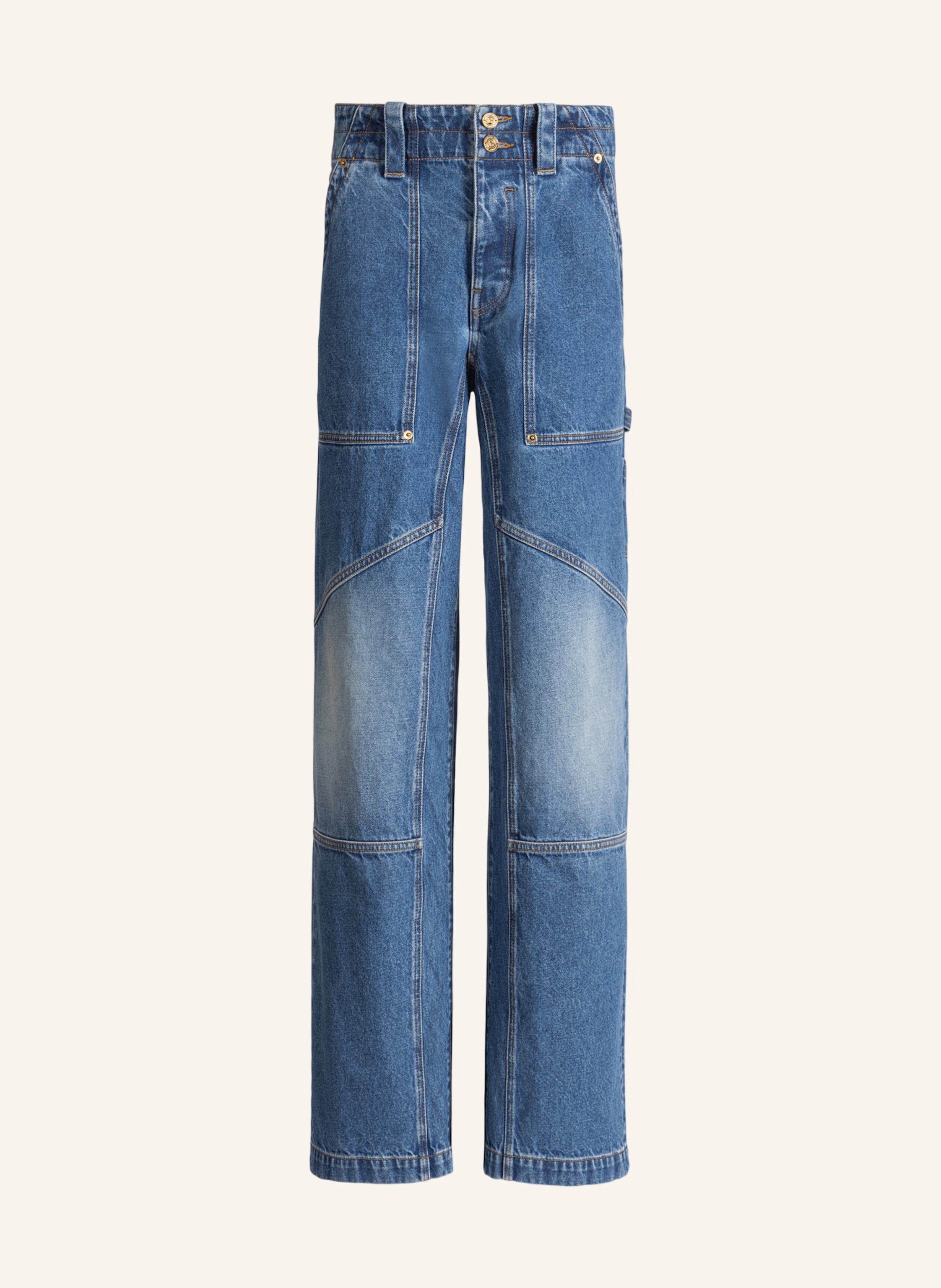 BALMAIN Carpenter-Jeans aus verwaschenem Denim in Blue