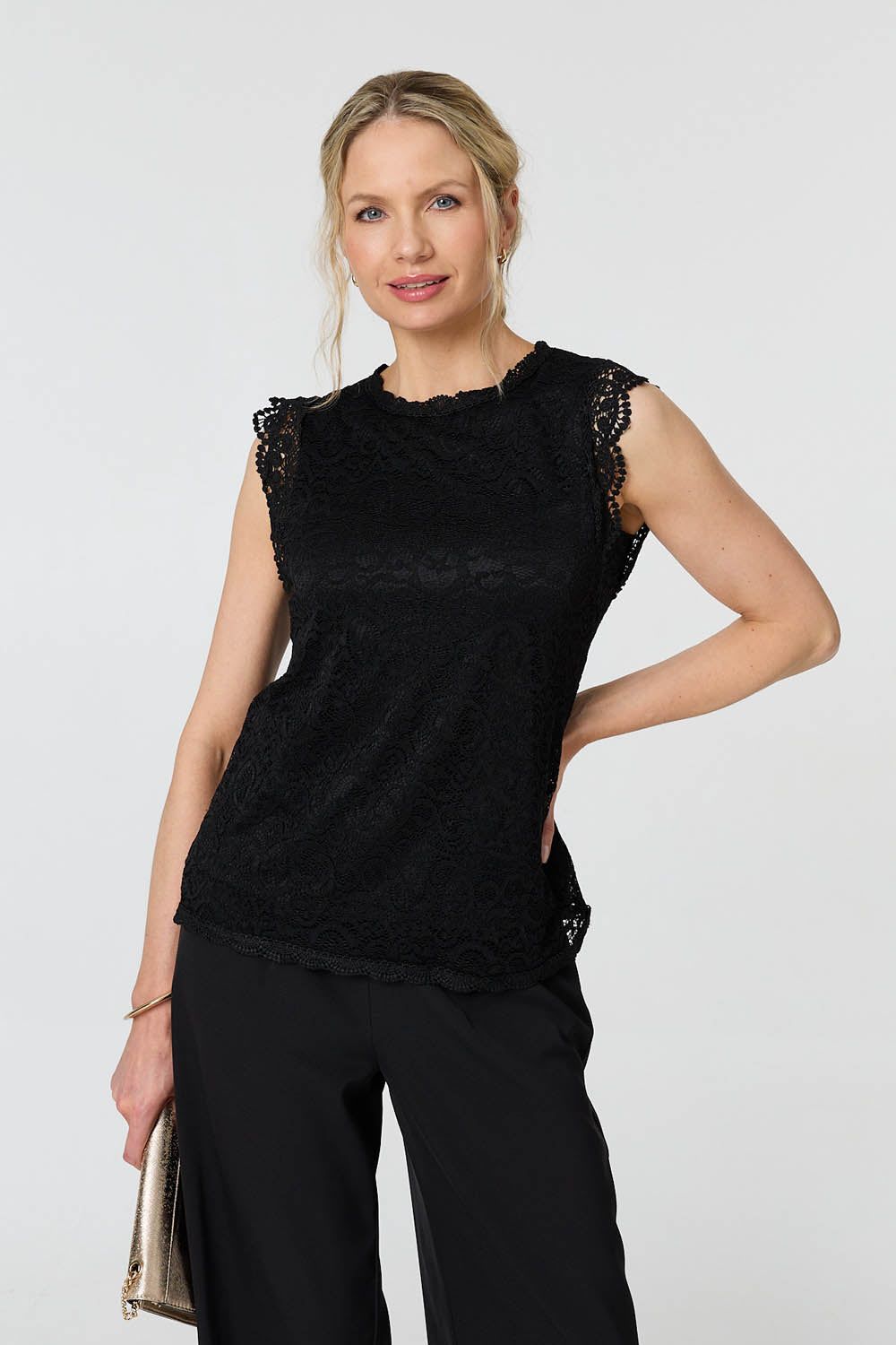 Izabel London Lace Layered Cap Sleeve Top