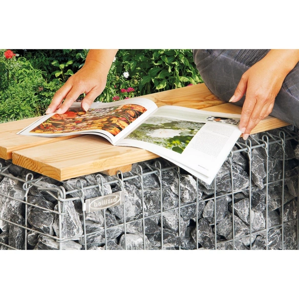 Gabionenbank »Profi«, BxHxL: 55 x 54 x 155 cm, Douglasienholz/Stahl