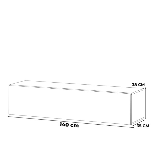 Szafka rtv wisząca 140cm loft pojemna pod tv salon na dotyk