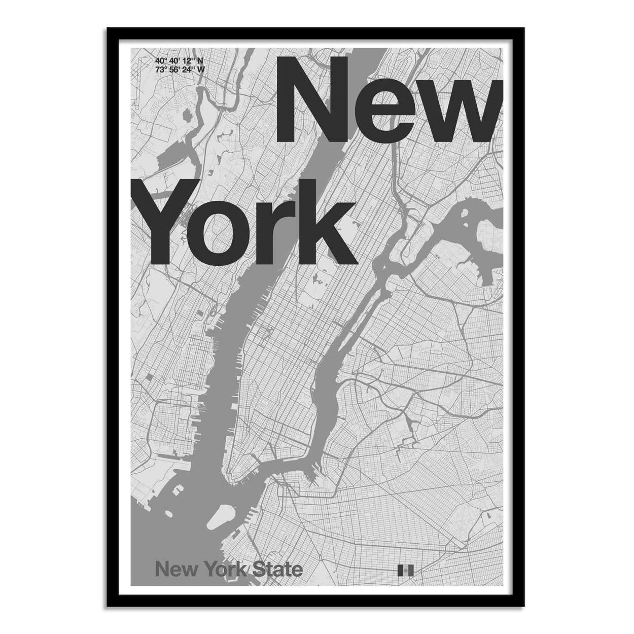 FLORENT BODART - NEW-YORK MINIMALIST MAP - Affiche d'art 30 x 40 cm