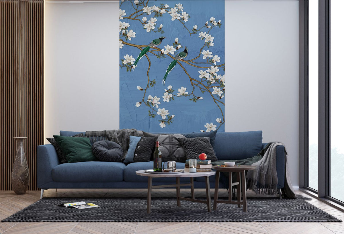 Sanders & Sanders fotobehang bloesemtakken vergrijsd blauw - 270 x 150 cm - 601217