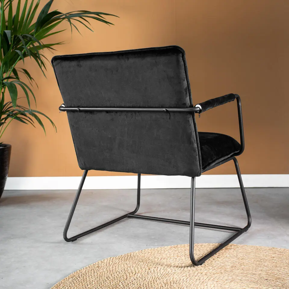 Fauteuil Hailey velvet zwart - Stof - Groen