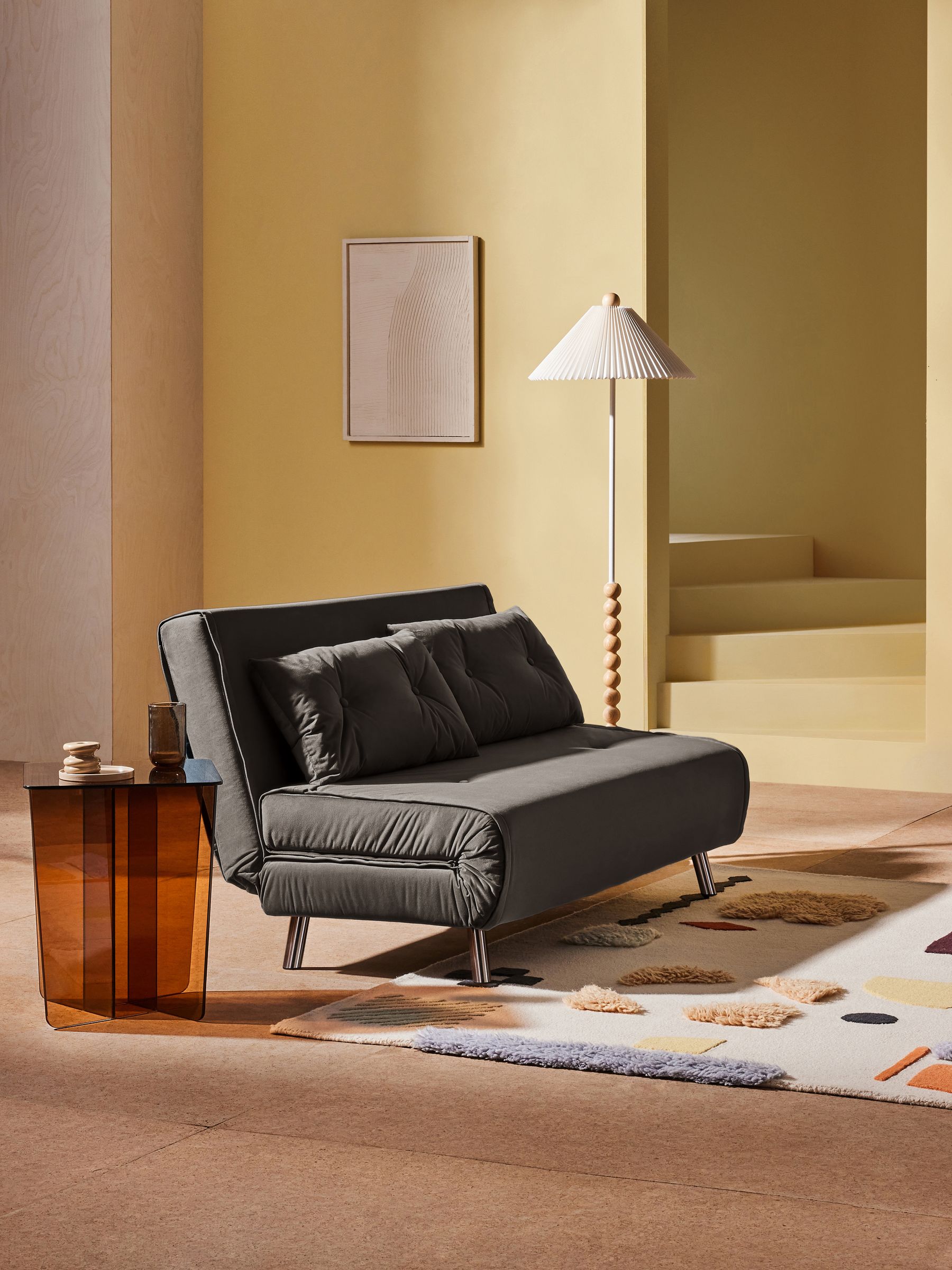 Large Haru 2 Seater Sofa Bed in Marshmallow Grey