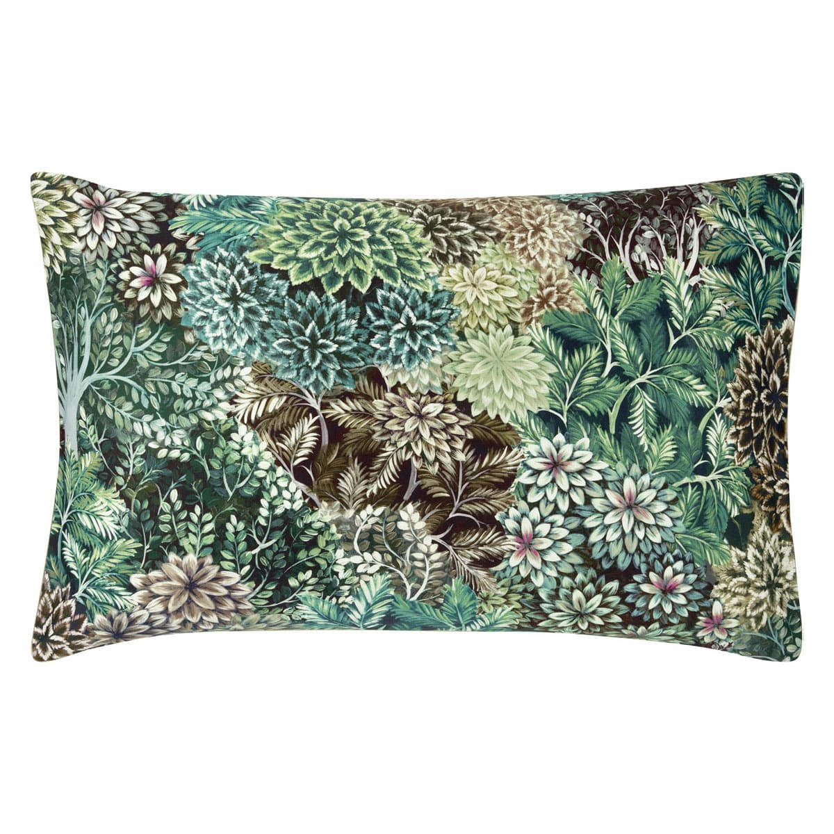 MADHYA - Taie d'oreiller imprimée en satin de coton vert 50x75