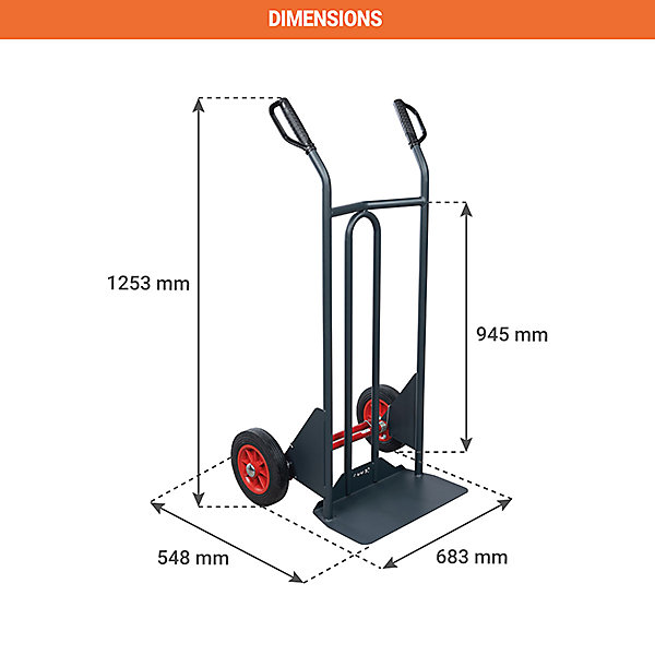 Diable basculement assisté - Roues caoutchouc - Charge max 350kg - 810300120