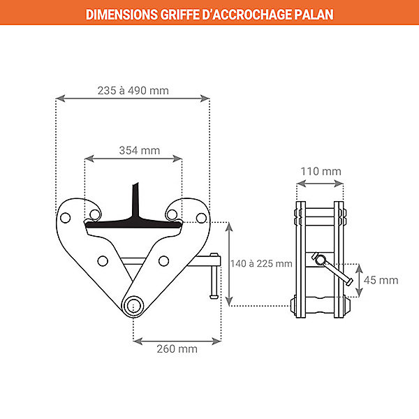 Griffe d'accrochage palan - Capacité maximale de 5000 kg - BC50