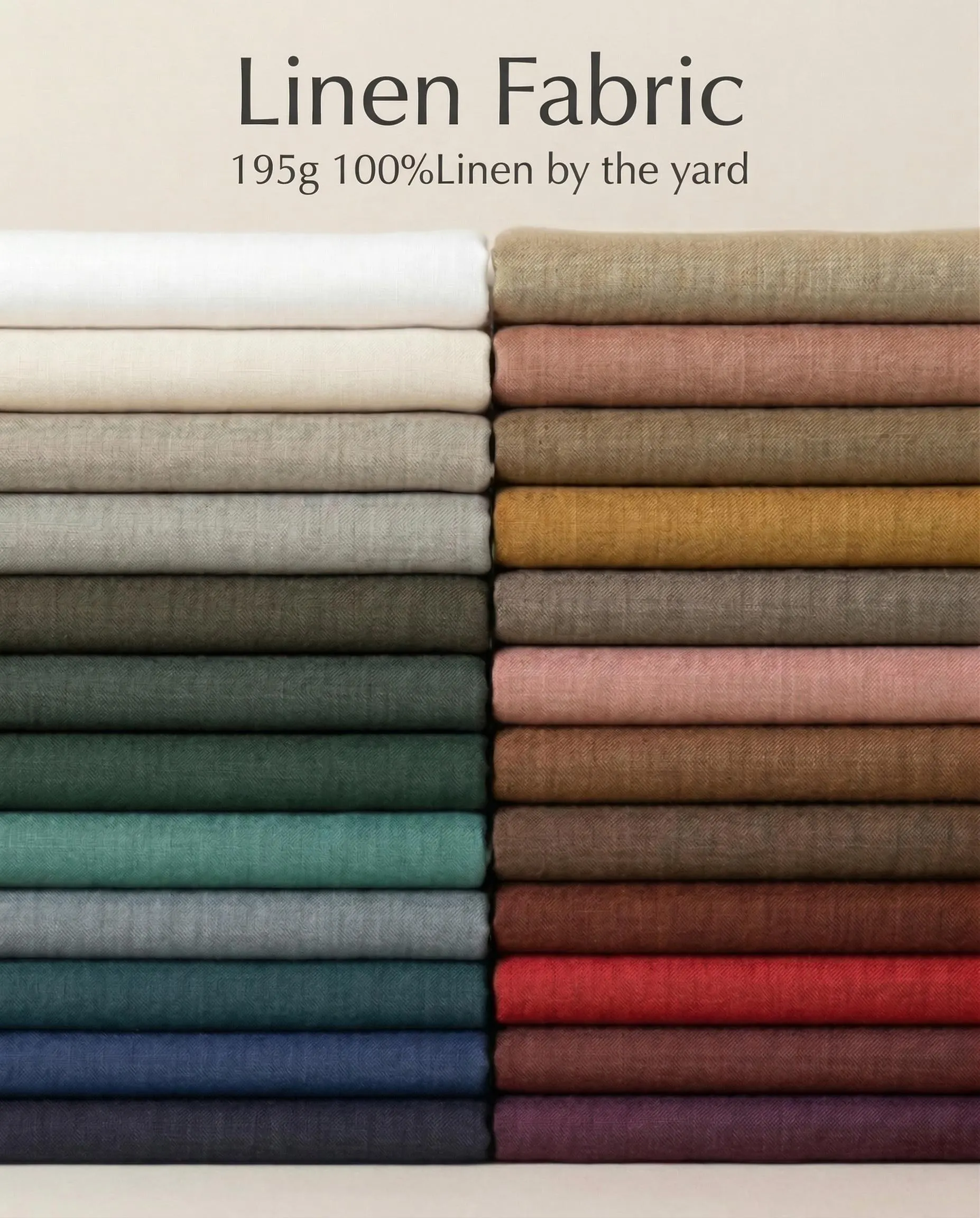 Medium Weight Linen Fabric by the Yard, 100% Flax Linen, 57