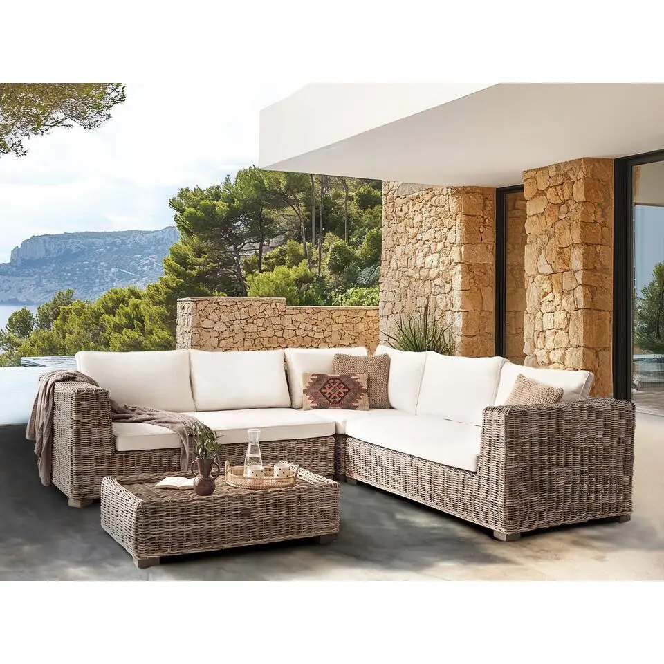 RINELLA - Loungeset 5-zits - Grijs - Rotan