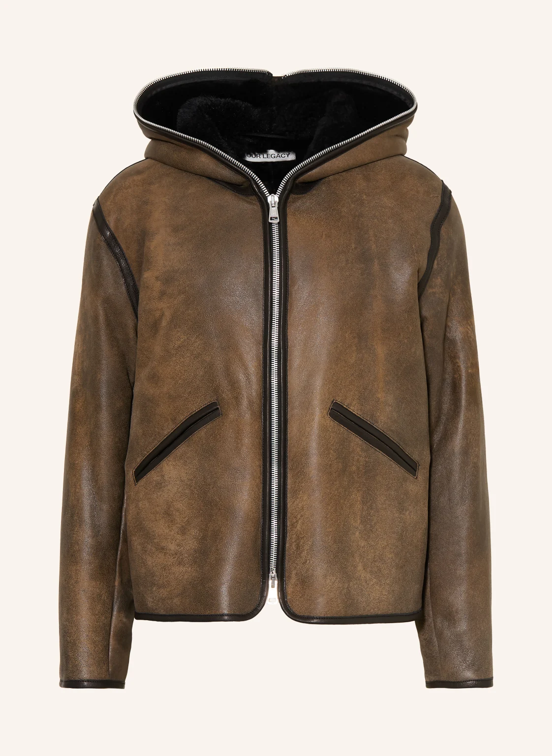 OUR LEGACY Lederjacke mit Kunstfell