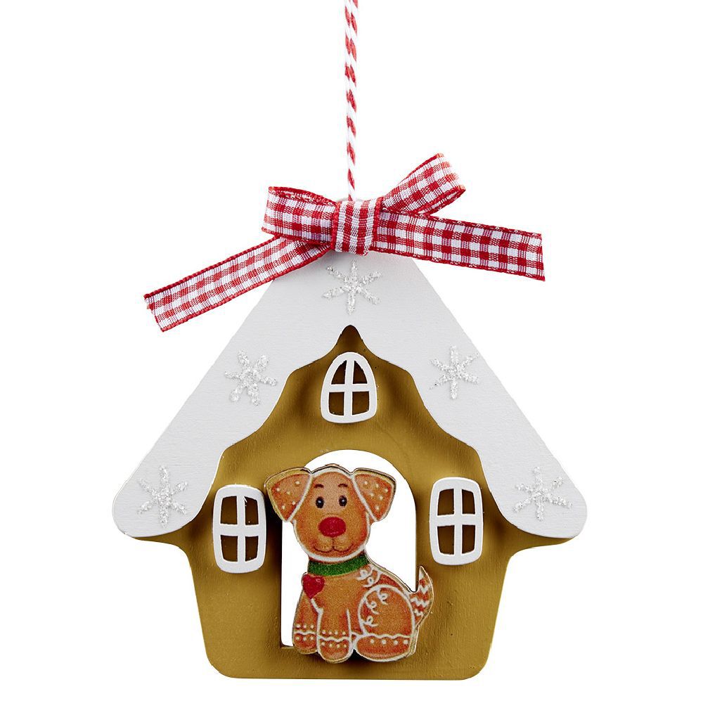 Maison à suspendre en bois déco chien ou chat 11x11cm