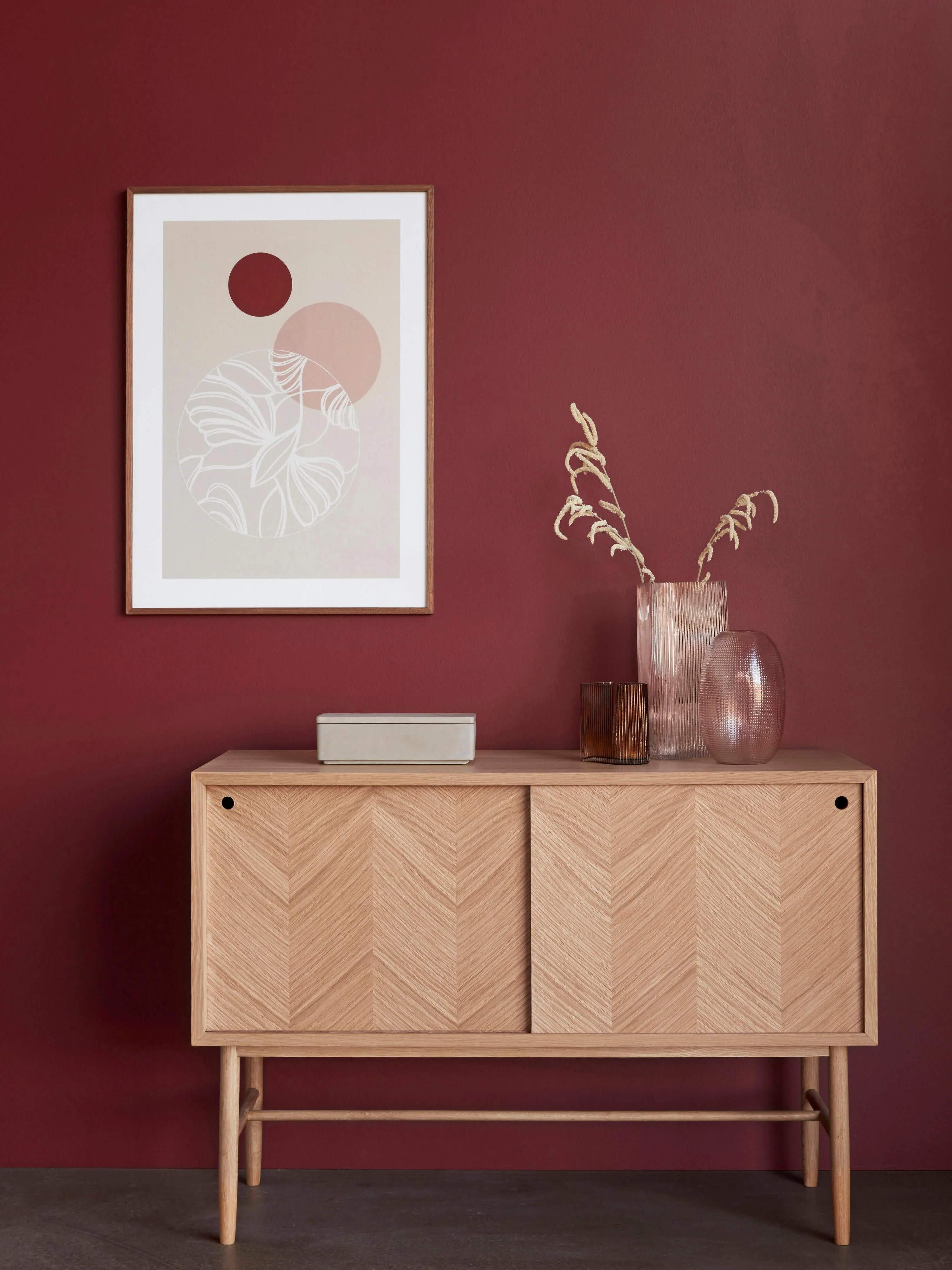 Eichenholz-Sideboard Herringbone mit Fischgrätmuster